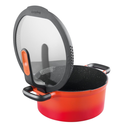 Кастрюля с крышкой 28см Gem red