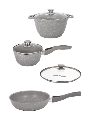 Набор кухонной посуды с антипригарным покрытием №4 (6 предм.), Kukmara (Светлый мрамор), нкп04мс