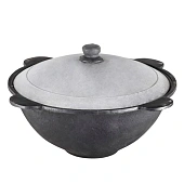 Казан чугунный DAVR METALL с крышкой, плоское дно, 8 л