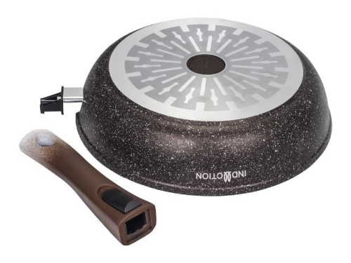 Сковорода 28 см с антипригарным покрытием со съемной ручкой, Kukmara (Marble Induction Кофейный мрамор), смки282а