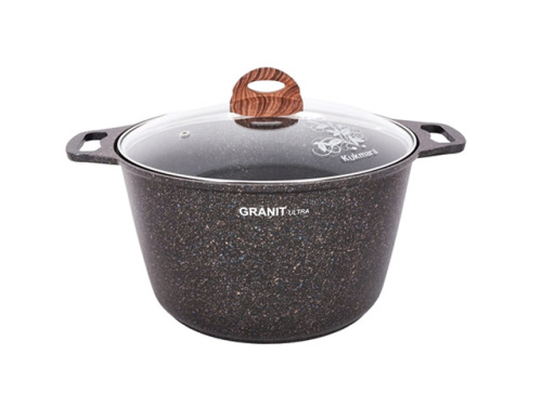 Кастрюля 8 л с антипригарным покрытием со стеклянной крышкой, Kukmara (Granit Ultra Blue), кгг82а