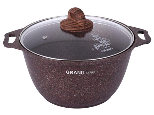 Кастрюля 3 л с антипригарным покрытием со стеклянной крышкой, Kukmara (Granit Ultra Red), кга32а
