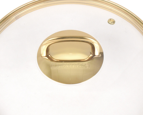 Крышка стеклянная 28 см с ободком из нержавеющей стали (золото), Kukmara, с28Т115