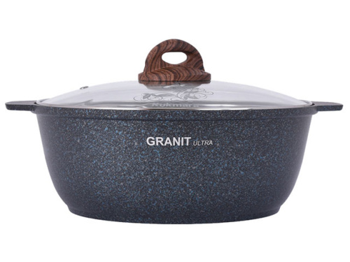 Кастрюля-жаровня 4 л с антипригарным покрытием со стеклянной крышкой, Kukmara (Granit Ultra Blue), жгг41а