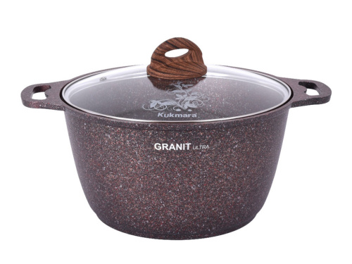 Кастрюля 6 л с антипригарным покрытием со стеклянной крышкой, Kukmara (Granit Ultra Red), кга62а