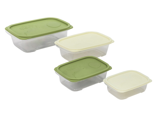 Набор из 4-х пищевых контейнеров с крышкой от 0.2 до 2 л, прямоугольные, Plover