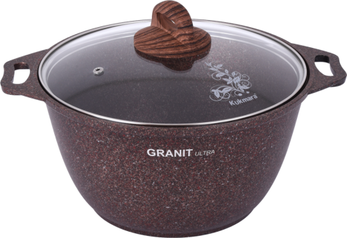 Кастрюля 4 л с антипригарным покрытием со стеклянной крышкой Kukmara (Granit Ultra Red), кга42а
