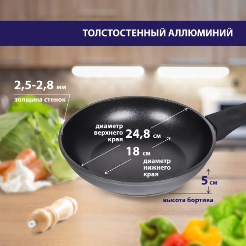 Сковорода с антипригарным покрытием PLOVER, 24 см