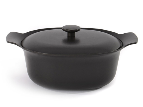 Кастрюля чугунная овальная с крышкой BergHOFF Ron, (черная) 5.2 л