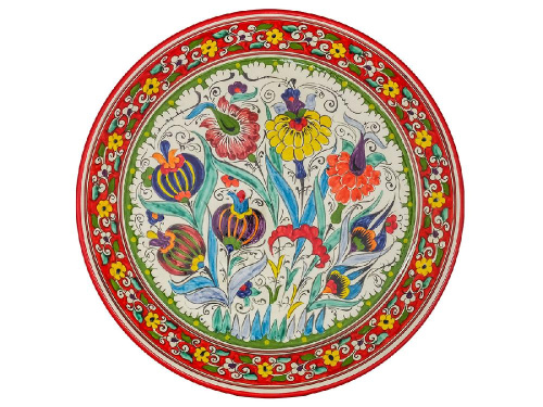 Блюдо Ляган "Риштанская керамика", Турецкий стиль, красный, Ø 38 см