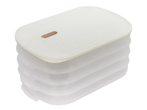 Контейнер с крышкой для хранения и заморозки продуктов на 4 секции, 32х22х16 см, белый 