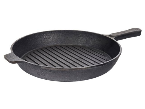 Сковорода-гриль круглая, чугунная DAVR METALL, 28 см