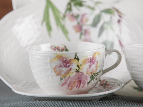 Набор чайных пар Flowers Line: чашка, блюдце, Plover, 280 мл, 2 штуки