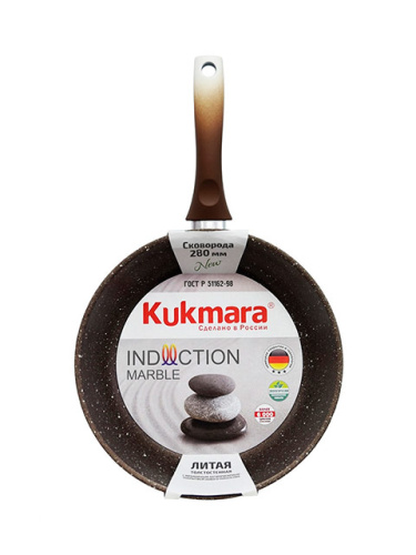 Сковорода 28 см с антипригарным покрытием, Kukmara (Marble Induction Кофейный мрамор), смки280а