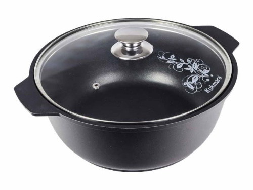 Кастрюля-жаровня 4 л с антипригарным покрытием со стеклянной крышкой, Kukmara (Традиция), ж44а