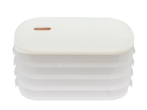 Контейнер с крышкой для хранения и заморозки продуктов на 4 секции, 32х22х16 см, белый 