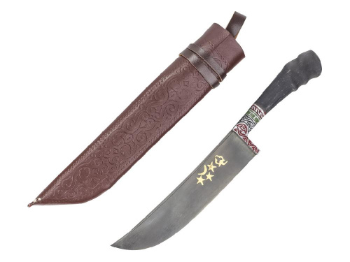 Нож Пчак, средний (бринч), рукоять: рог сайгака Нож Пчак, средний (бринч), рукоять: рог сайгака