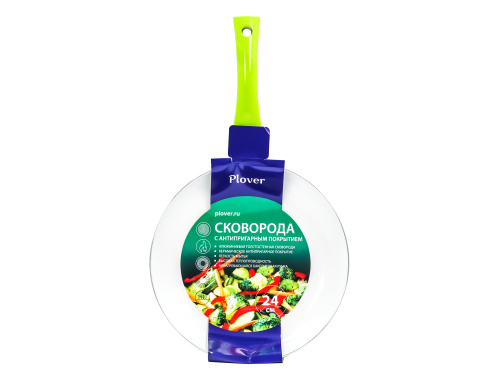 Сковорода с антипригарным покрытием со фиксированной ручкой, 24 см, Lime, PLOVER