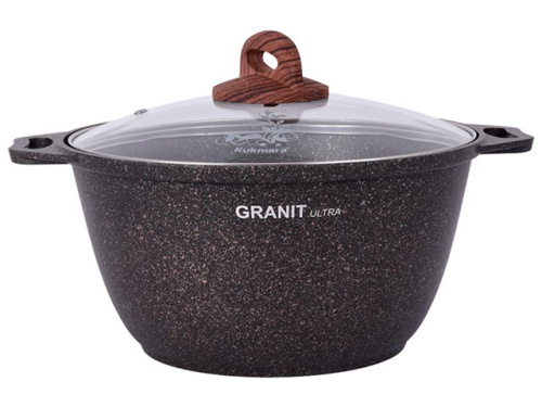 Кастрюля 3 л с антипригарным покрытием со стеклянной крышкой, Kukmara (Granit Ultra Original), кго32а