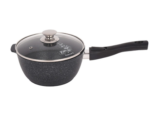 Ковш 2.2л с антипригарным покрытием со стеклянной крышкой со съемной ручкой Kukmara (Традиция), кмт0225а