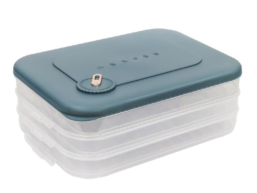Контейнер с крышкой для хранения и заморозки продуктов на 3 секции, 30х23х11 см, синий
