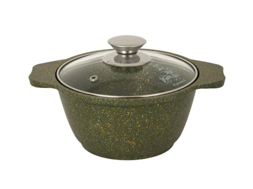 Кастрюля 1 л с антипригарным покрытием со стеклянной крышкой, Kukmara (Trendy style malachite), к11tsml
